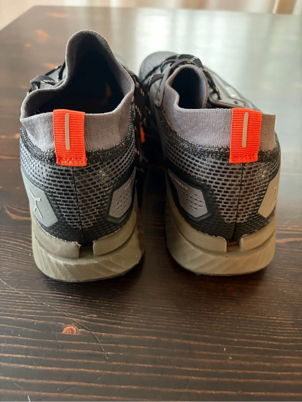 Brand new Men's Gray Flux Footwear Adapt Trail Runner with Orange Heel Tab